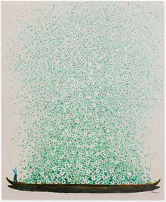 Impressão em tela com acabamentos pintados à mão Flower