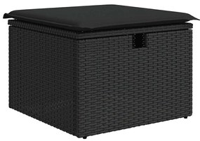 5 pcs conjunto sofás de jardim com almofadões vime PE preto