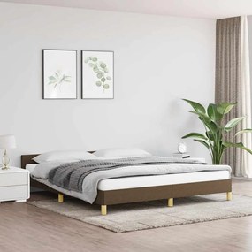 Estrutura de cama sem colchão 160x200 cm tecido castanho-escuro