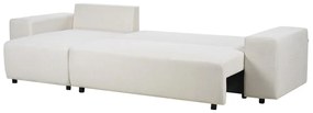 Sofá-cama de canto 3 lugares e arrumação em tecido creme claro à direita LUSPA Beliani