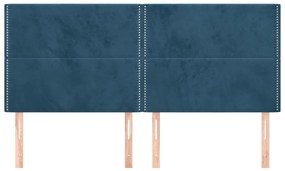 Cabeceira de cama 4 pcs veludo 100x5x78/88 cm azul-escuro