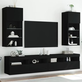 Móveis de TV com luzes LED 2 pcs 40,5x30x90 cm preto