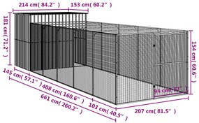 Casota p/ cães c/ parque 214x661x181 cm aço galvaniz. antracite