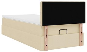 Cama otomana com colchão 100x200 cm tecido creme