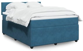 Cama com molas/colchão 140x200 cm veludo azul