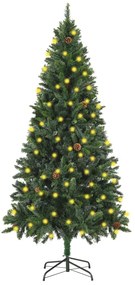 vidaXL Árvore de Natal pré-iluminada com pinhas 180 cm verde