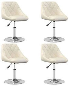 vidaXL Cadeiras de jantar giratórias 4 pcs veludo cor creme