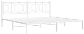 Estrutura de cama com cabeceira 200x200 cm metal branco