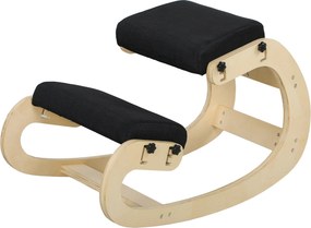 Cadeira de joelhos, cadeira ergonómica em madeira com função de balanço, cadeira de joelhos ajustável para escritório em casa preto