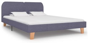 Estrutura de cama sem colchão 150x200 cm tecido cinzento-claro