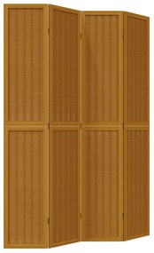 Biombo c/ 4 painéis madeira de paulownia maciça castanho