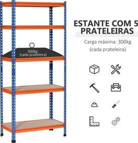 Estante com Prateleiras – Modelo Cefalù – 80x40x182 – Madeira – 6 Níve