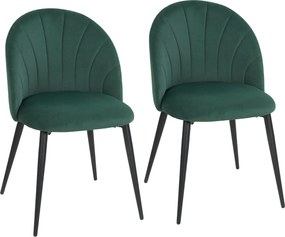 HOMCOM Conjunto de 2 cadeiras de sala de jantar, cadeiras de cozinha estofadas sem braços, pés em aço, 52x55x79cm, verde | Aosom Portugal