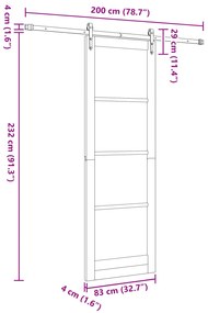 Conjunto de Porta Deslizante vidaXL com Conjunto de Ferragens Branca 8
