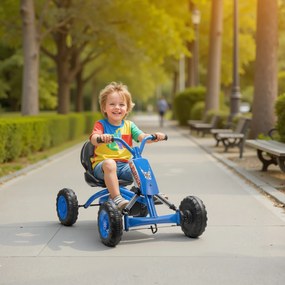 Kart a Pedais Go-Kart com Rodas PP Estrutura de Aço Carga 30 kg para Crianças 2-5 Anos 84x54x56 cm Azul