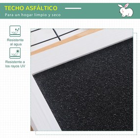 PawHut Coelheira de Exterior Gaiola para Coelhos Porquinho da India Animais Pequenos com 2 Portas Superiores e Teto Asfáltico Dobrável 123x120x52cm Madeira Natural