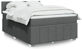 vidaXL Cama com molas/colchão 140x200 cm tecido cinzento-escuro