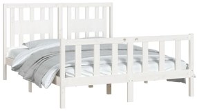 Estrutura de cama com cabeceira 140x200 cm pinho maciço branco