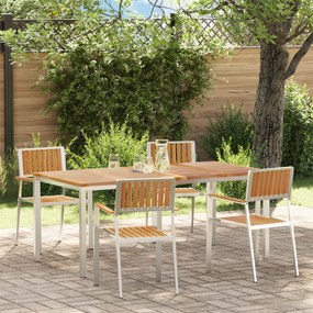 Conjunto de Jantar de Jardim vidaXL 5 Peças Madeira de Teca Maciça