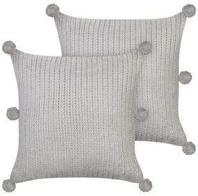 Conjunto de 2 almofadas decorativas em algodão cinzento 45 x 45 cm OCOTEA Beliani