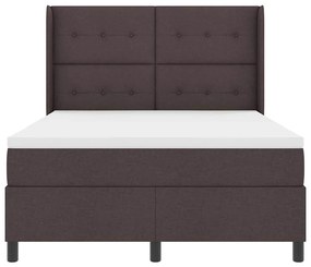 Cama Box com Colchão Marrom Escuro 160x200 cm em Tecido