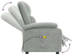 Poltrona de massagens elétrica veludo cinzento-claro