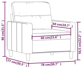 Poltrona 60 cm tecido castanho