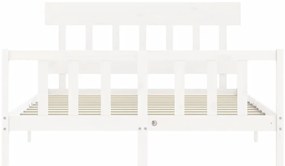 Cama sem colchão 160x200 cm madeira de pinho maciça branco