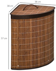 HOMCOM Cesto de Roupa de Bambu Capacidade de 55L Cesto para Roupa Suja