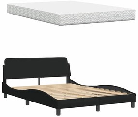 Cama com colchão 140x200 cm tecido preto