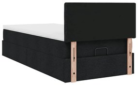Estrutura de cama otomana com colchão preto tecido