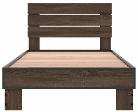 Estrutura de cama derivados de madeira/metal carvalho castanho
