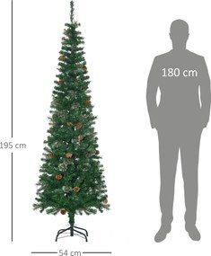 Árvore de Natal artificial de 195 cm, com 556 ramos, 27 pinhas e suporte dobrável verde