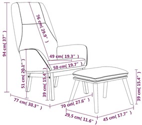 Cadeira de descanso com banco p/ pés tecido azul