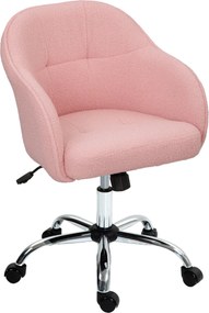 Cadeira de escritório, cadeira ergonómica de escritório, altura ajustável, assento e encosto almofadados, cor-de-rosa