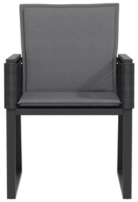 Cadeiras de jardim com almofadões 4 pcs vime PE preto