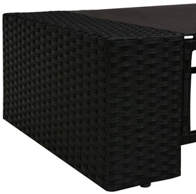 2 pcs conjunto lounge para jardim vime PE preto