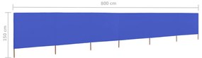 Para-vento com 6 painéis em tecido 800x120 cm azul-ciano
