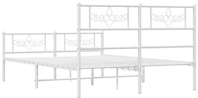 Estrutura de cama com cabeceira e pés 120x190 cm metal branco