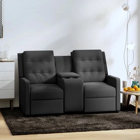 vidaXL Sofá reclinável 2 lugares c/ suporte copos tecido cinza-escuro