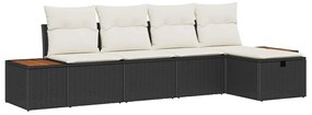 Conjunto de Sofá de Jardim vidaXL de 5 Peças com Almofadas Polirattan