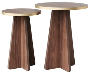 Conjunto de Mesas de Centro Mushroom – Dourado Nogueira – 40x50x40 cm