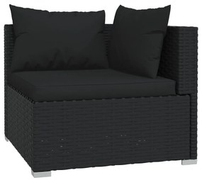 6 pcs conjunto lounge de jardim c/ almofadões vime PE preto