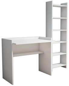 Secretária e Estante Karma – Branco – Secretária: 90x80x58 cm, Estante