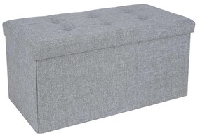 SONGMICS Baú de armazenamento otomano Caixa de brinquedos dobrável Versátil Economia de espaço Cinza claro 76 x 38 x 38 cm Tecido de linho LSF47G
