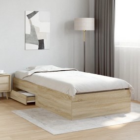 Cama vidaXL Sonoma Carvalho 90x190 cm Madeira Engenharia