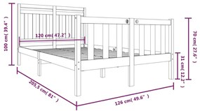 Estrutura de cama 120x200 cm madeira maciça