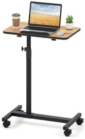 Mesa de cabeceira com rodas traváveis, mesa lateral em formato de C, cinza