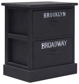 vidaXL Mesa de cabeceira 38x28x45 cm madeira paulownia preto