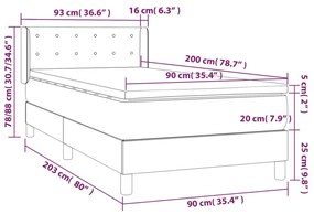 Cama com molas/colchão 90x200 cm tecido cinza-claro